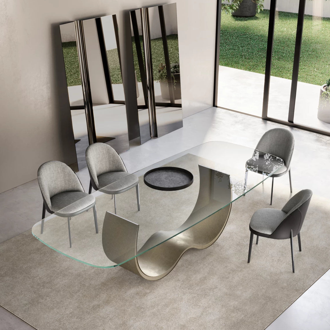 Alisei Dining Table: Glass Top
