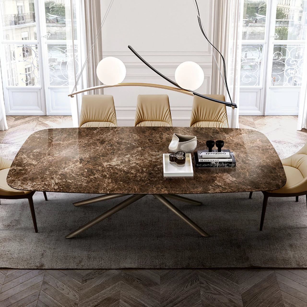 Baly Dining Table: Marble Top