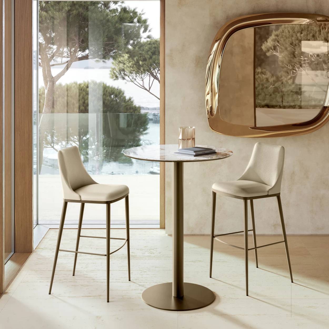 Cilindro Bistro Table: Ceramic Top
