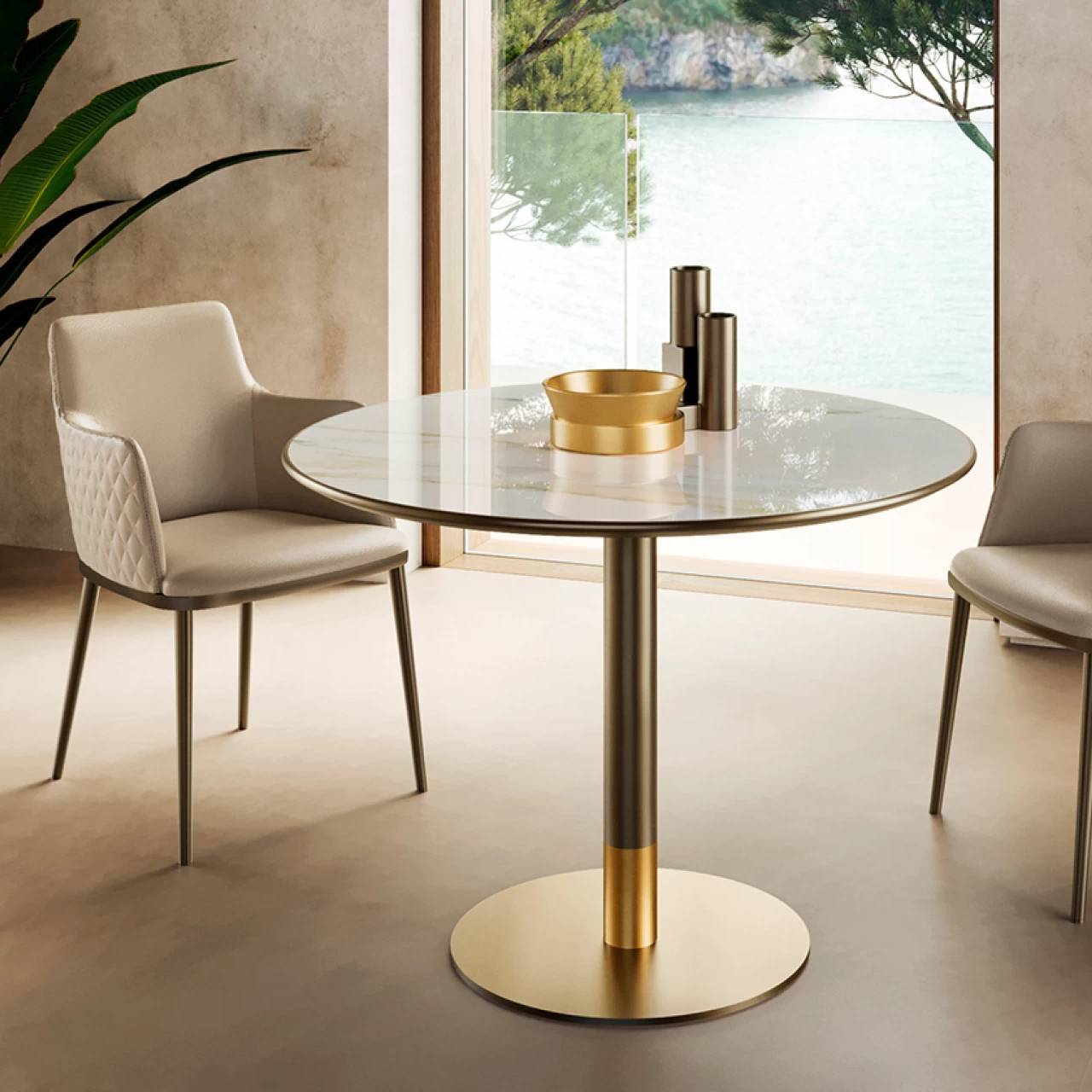 Cilindro Bistro Table: Ceramic Top