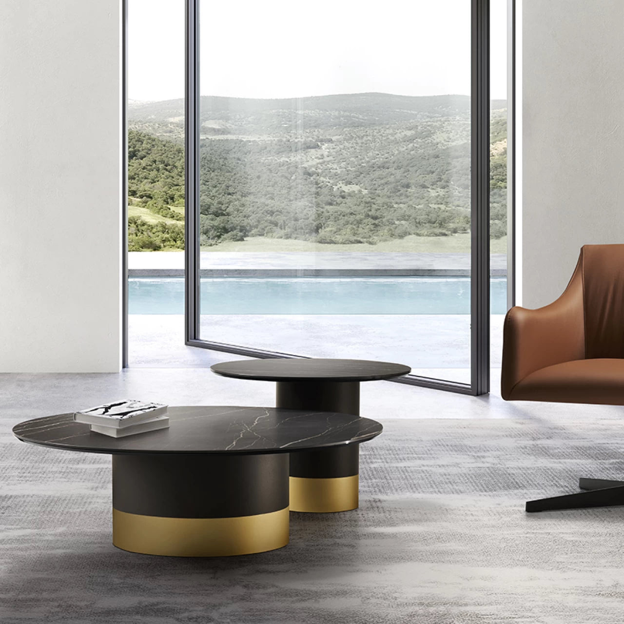 Cilindro Low Coffee Table: Ceramic Top