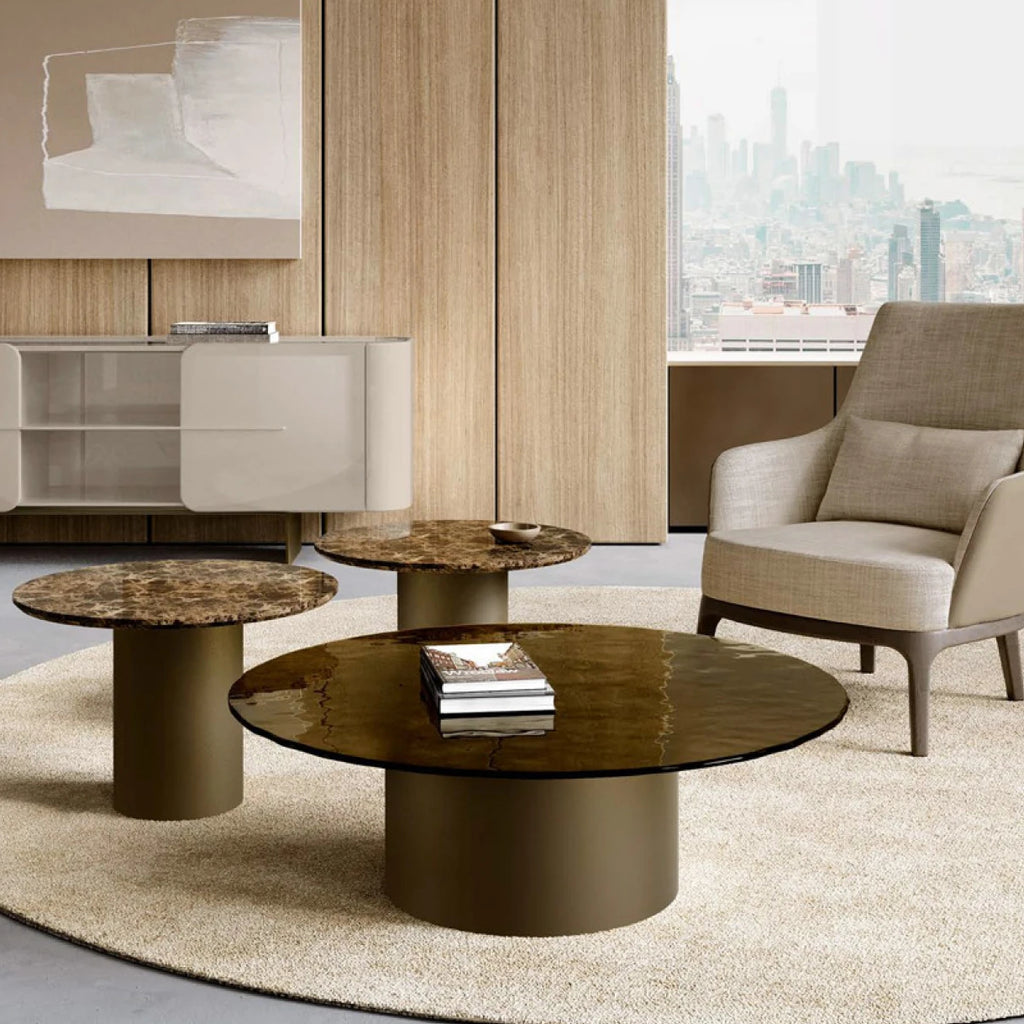 Cilindro Low Coffee Table: Marble Top