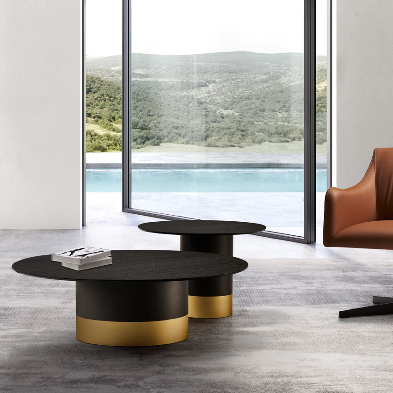Cilindro Low Coffee Table: Wood Top