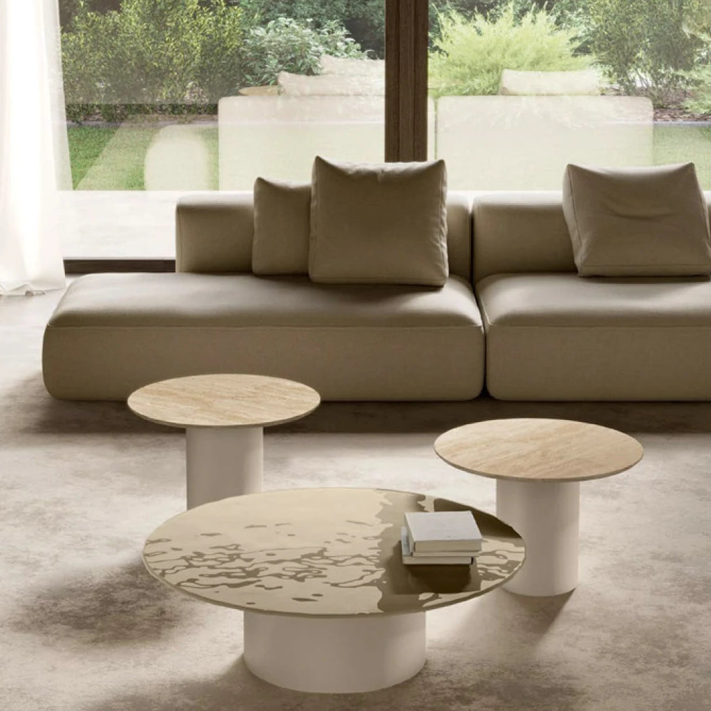 Cilindro Low Coffee Table: Glass Top