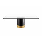 Cilindro Rectangular Dining Table: Glass Top
