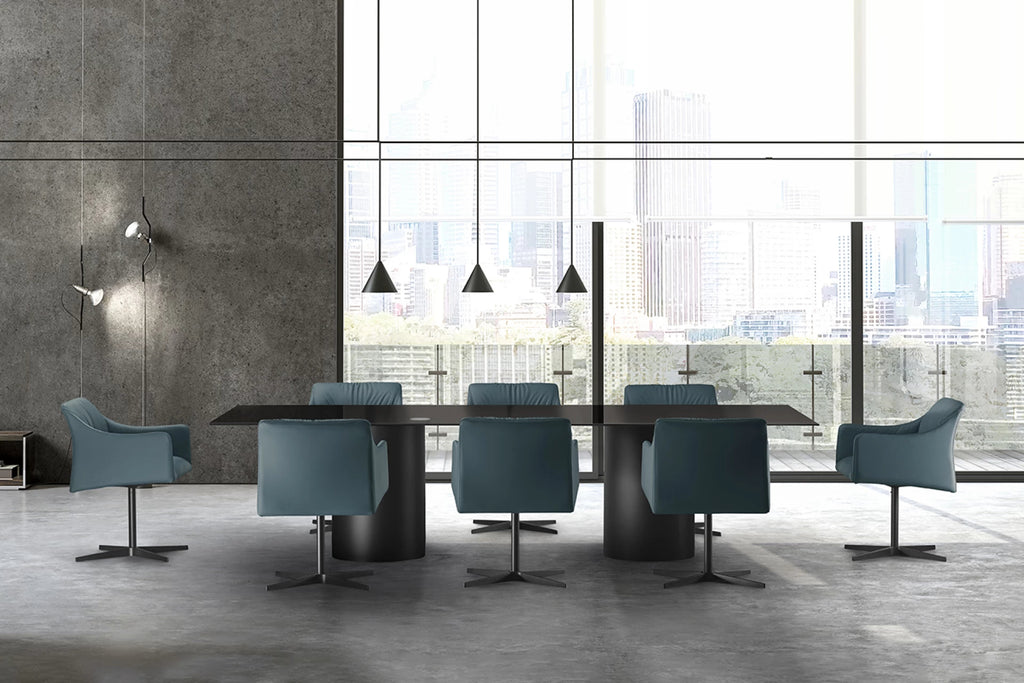 Cilindro Rectangular Dining Table: Glass Top