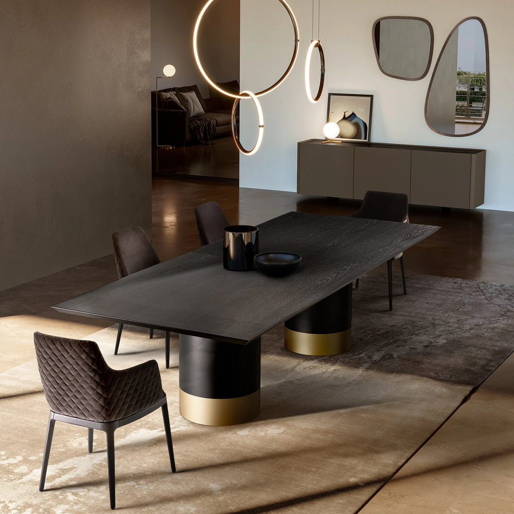 Cilindro Rectangular Dining Table: Wood Top