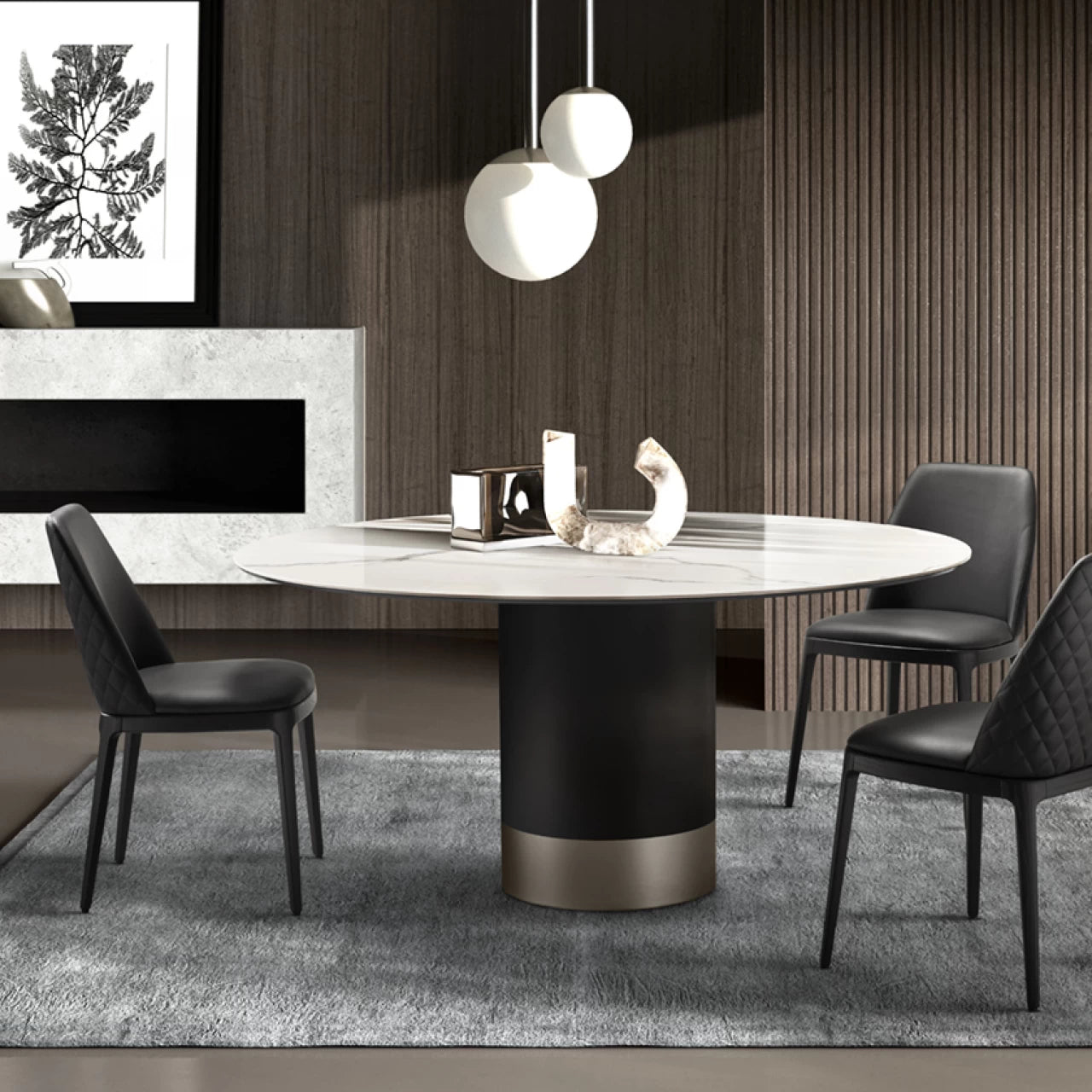 Cilindro Round Dining Table: Ceramic Top