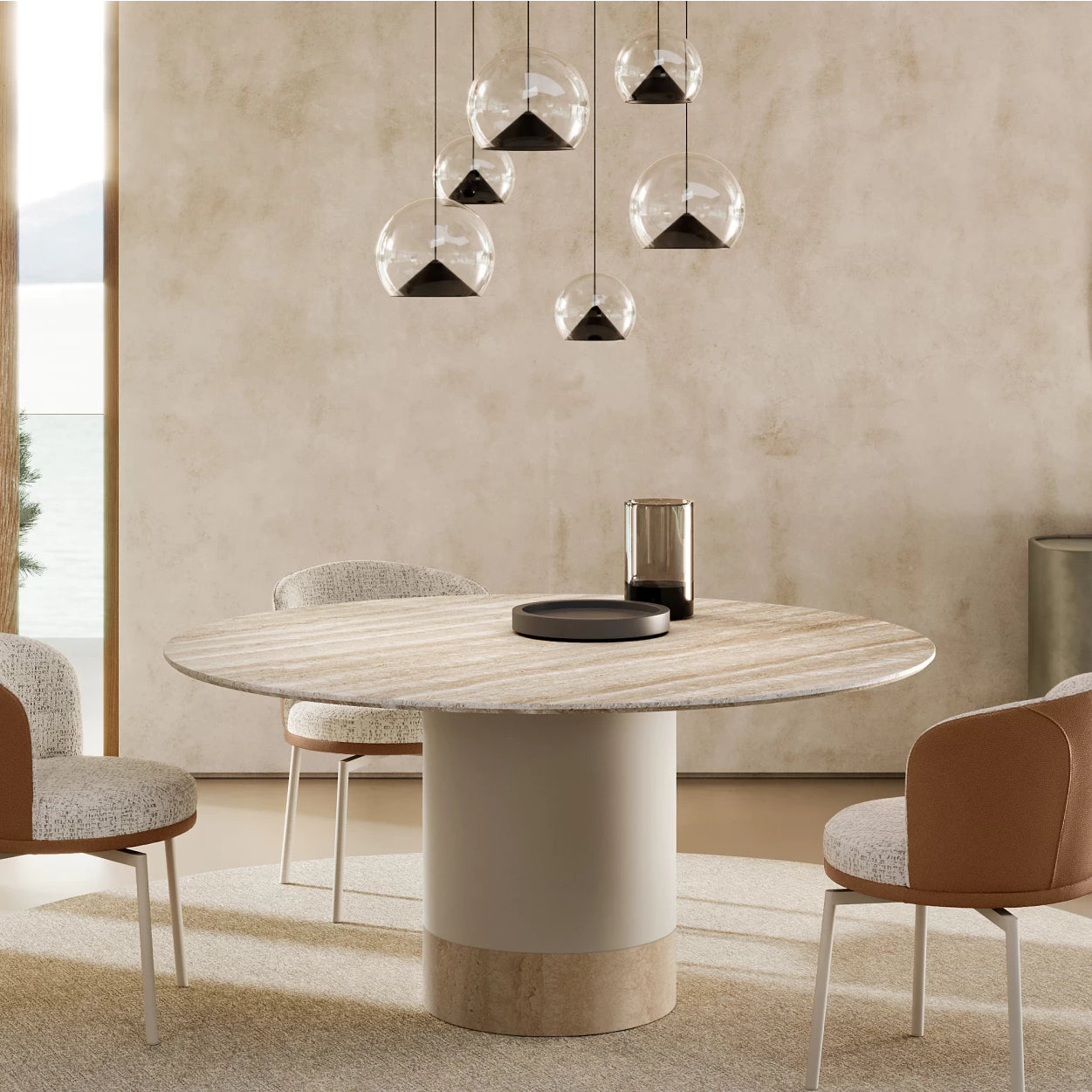 Cilindro Dining Table: Marble Top