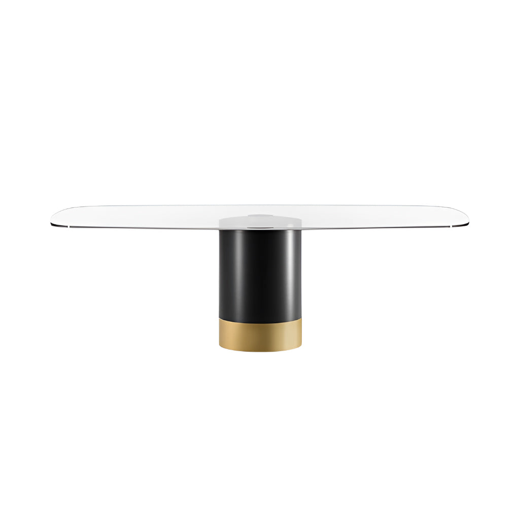 Cilindro Shaped Dining Table: Glass Top