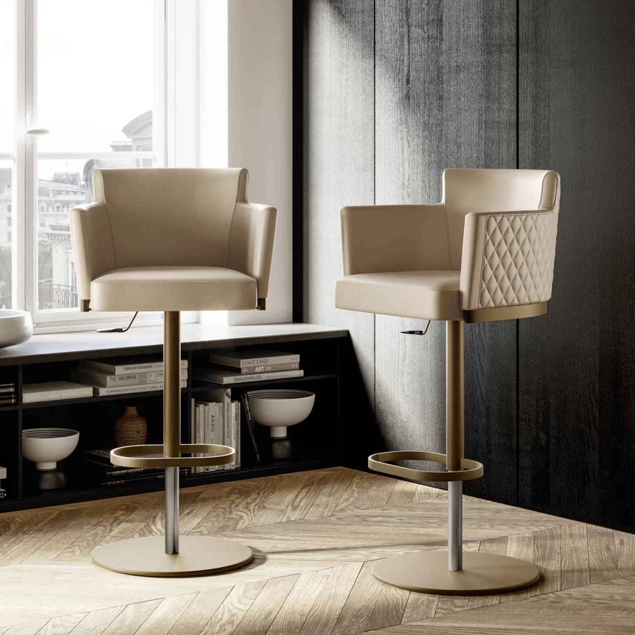 Ely Diamond Height Adjustable Bar Stool: Swivel Base