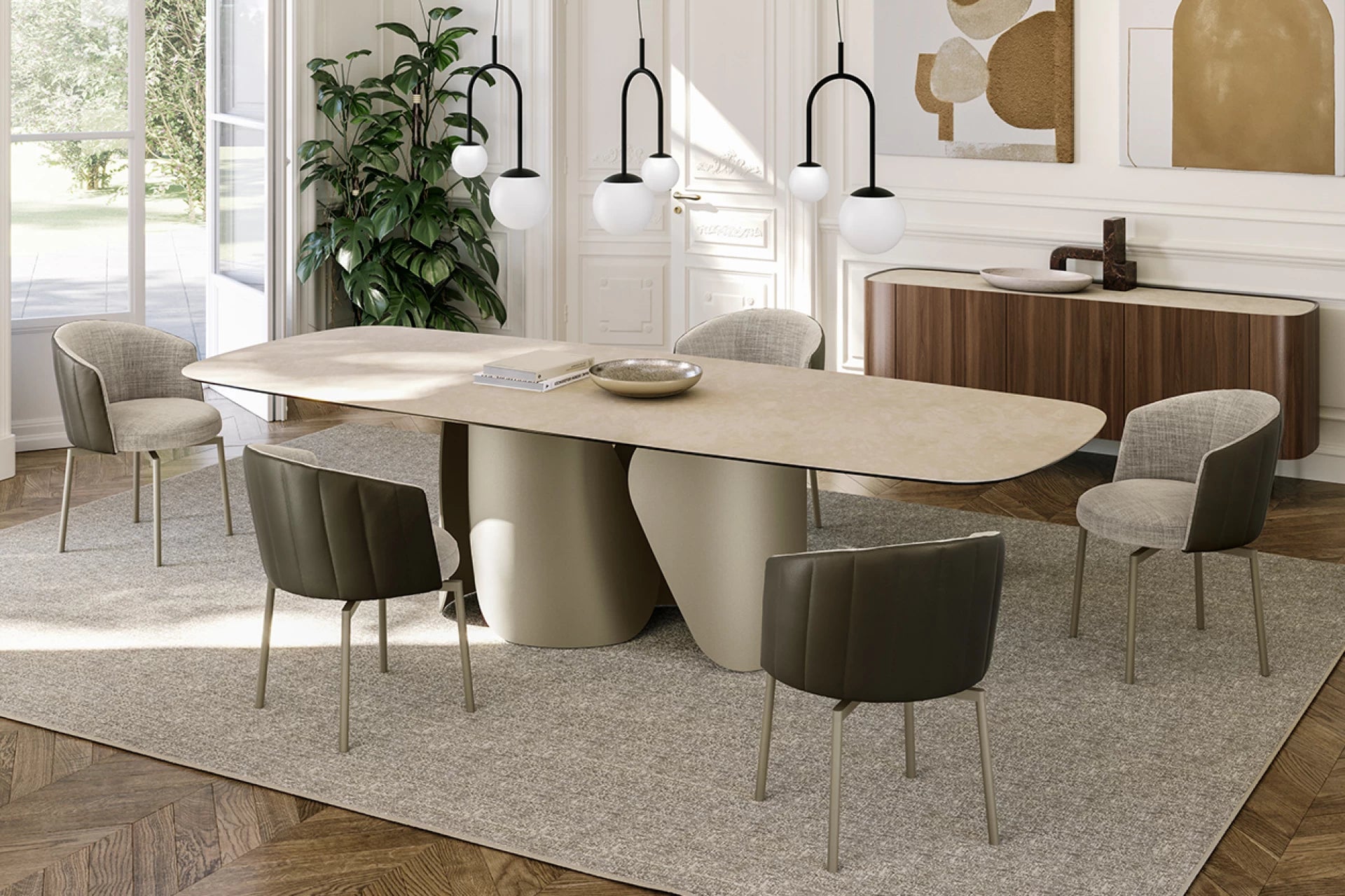 Jane Dining Chair: 4 Metal Legs - Bicolor Version