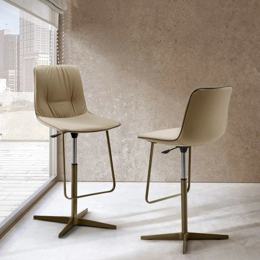 Lisa Height Adjustable Bar Stool: 4 Ways Swivel Base