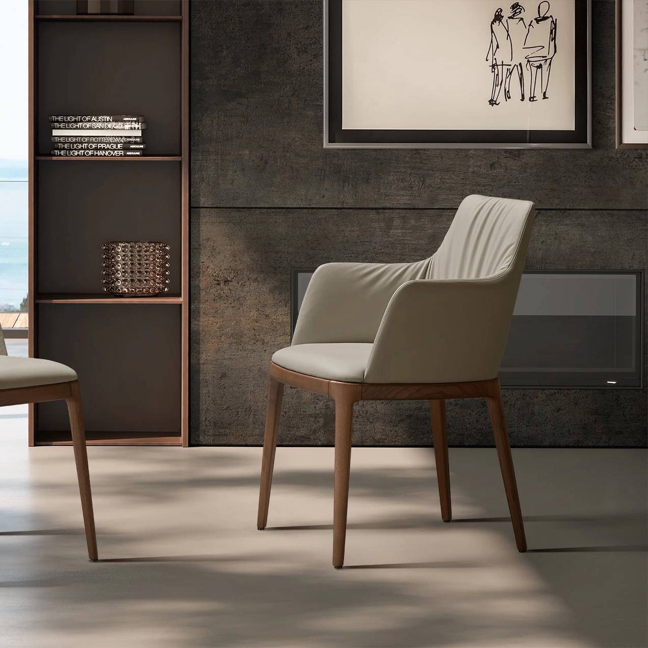 Max Deluxe Dining Armchair: Wooden Base