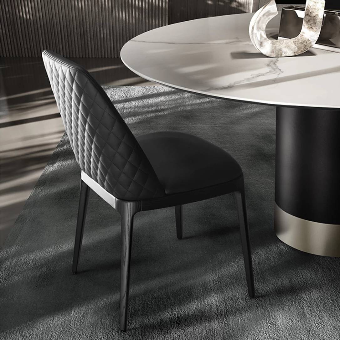 Max Diamond Dining Chair: Wooden Base