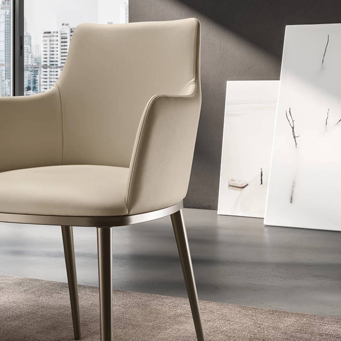 Max Dining Armchair: Metal Base
