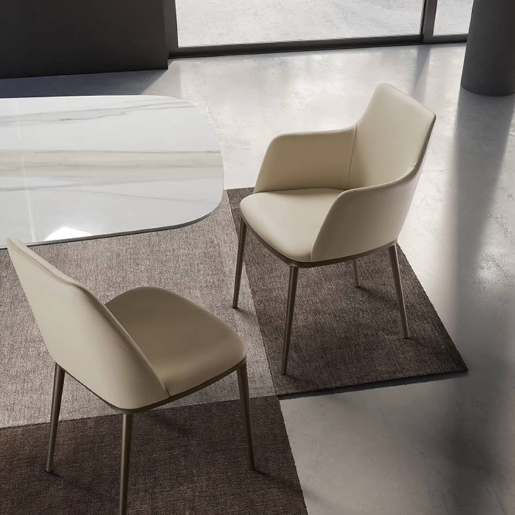 Max Dining Armchair: Metal Base