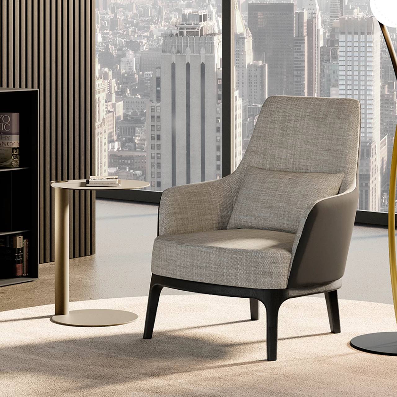 Max Lounge Armchair: Wooden Base