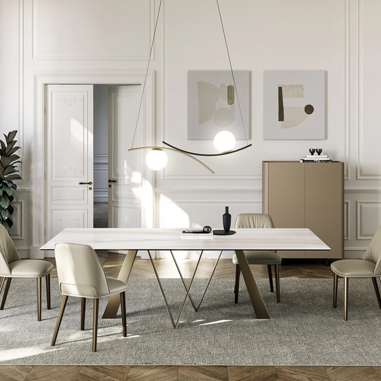 Noa Dining Table: Ceramic Top