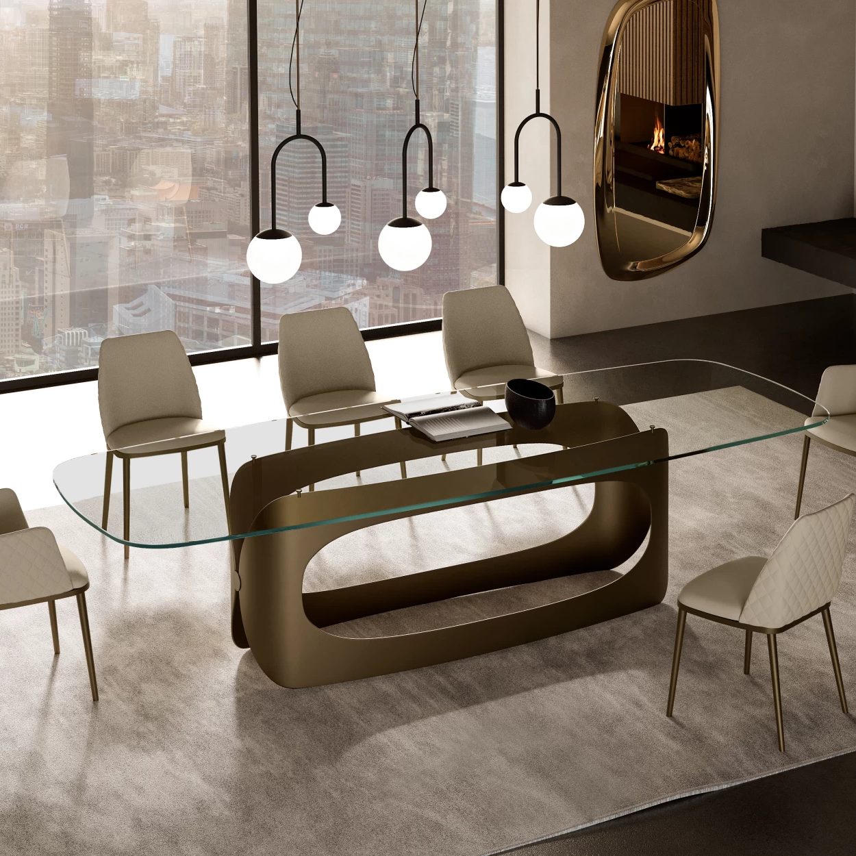 Polifemo Dining Table: Glass Top