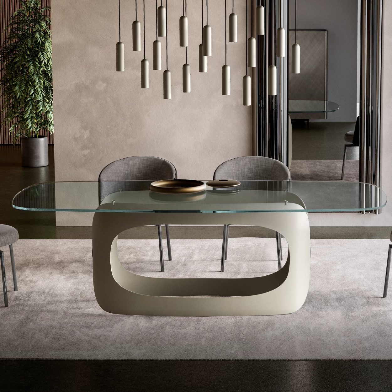 Polifemo Dining Table: Glass Top
