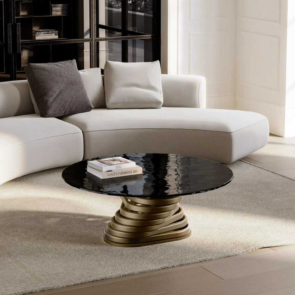 Rotolo Low Coffee Table: Glass Top