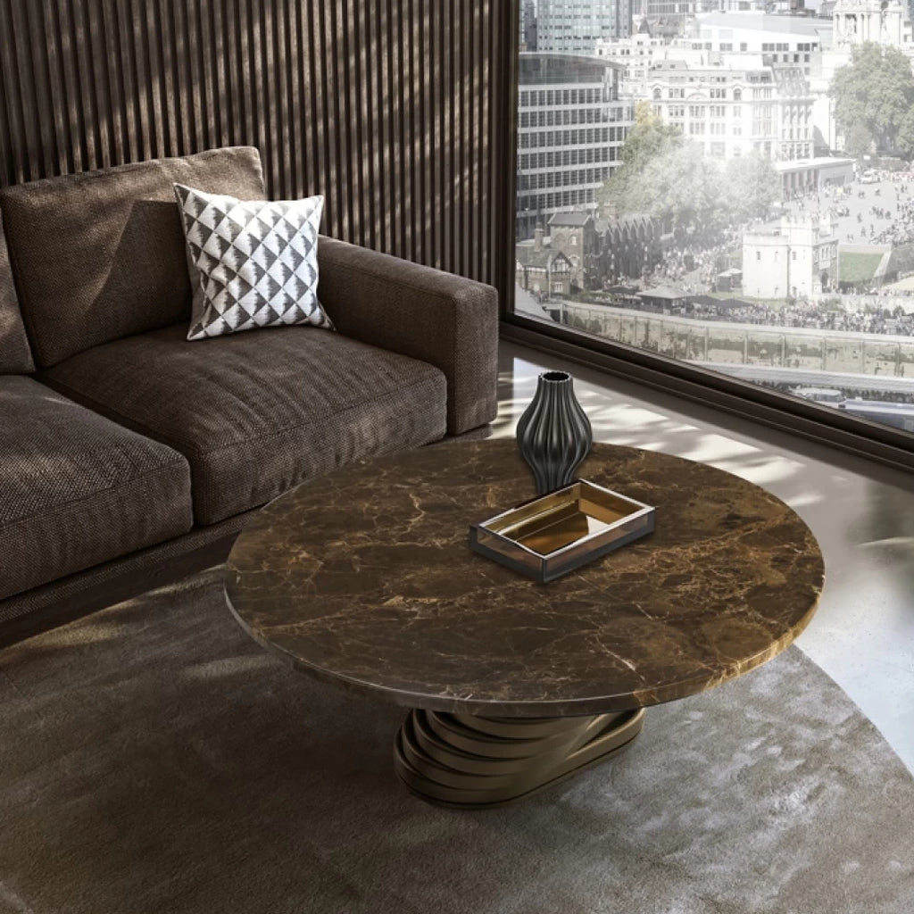 Rotolo Low Coffee Table: Marble Top