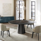 Teo Round Dining Table: Wood + Ceramic Top