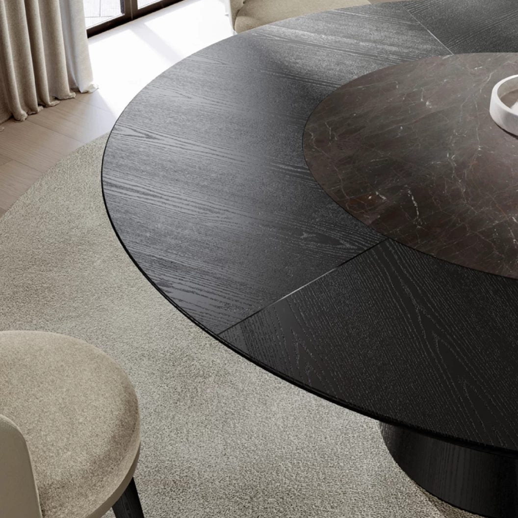 Teo Round Dining Table: Wood + Ceramic Top