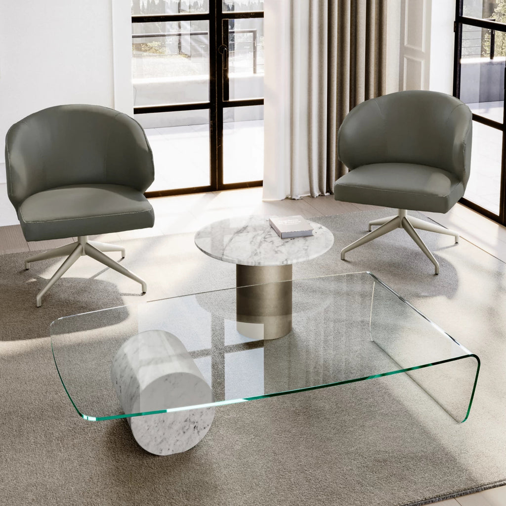 Tor Low Coffee Table: Glass Top