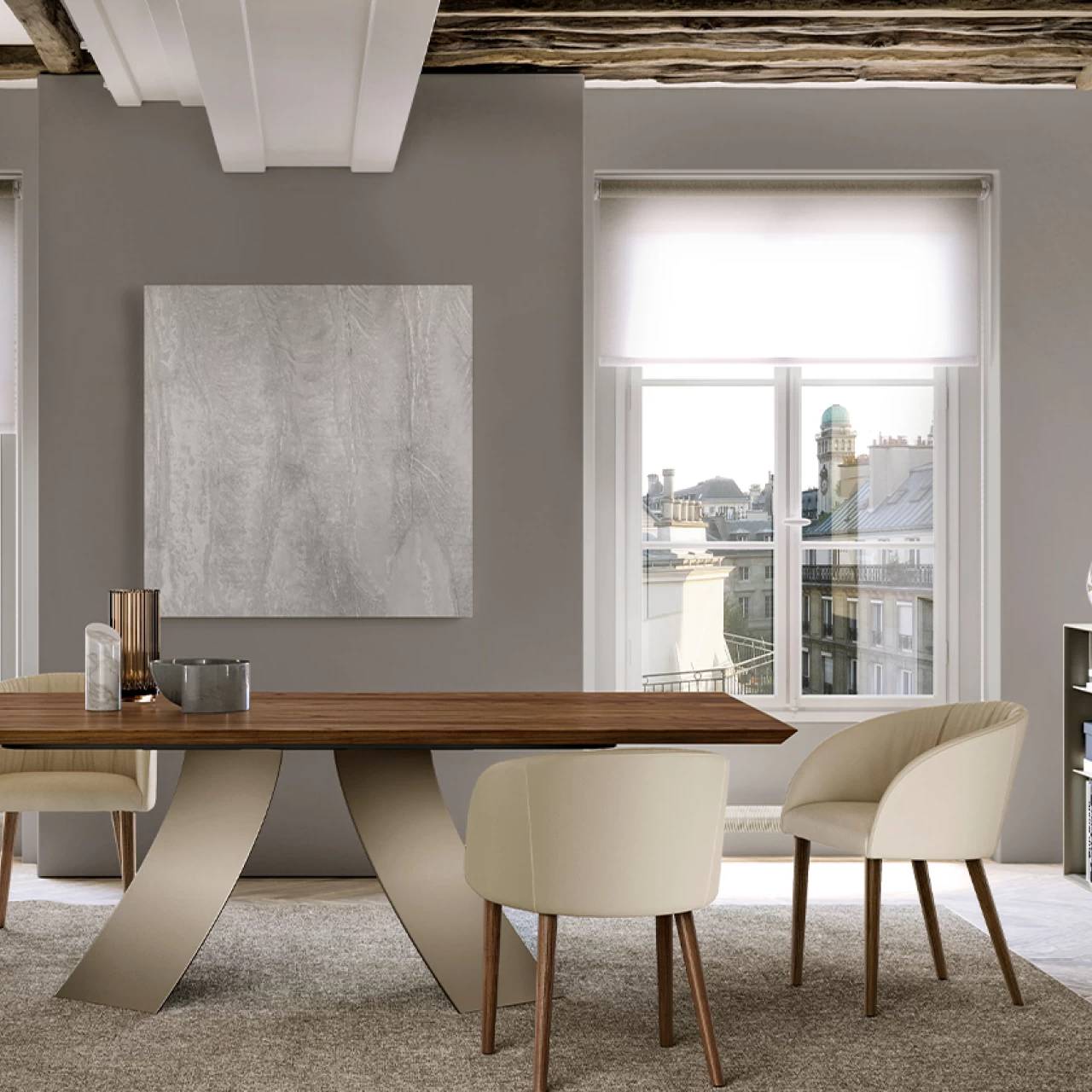 Vulcano Dining Armchair: 4 Wooden Legs