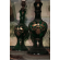 Rare pair of emerald glass & gold Art Deco lamps
