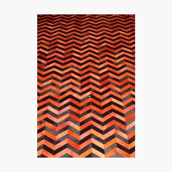 Chevron Hair on Hide Area Rug in Black and Orange www.wassersfurniture.com