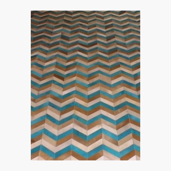 Chevron Hair on Hide Area Rug in Cancun Blue www.wassersfurniture.com