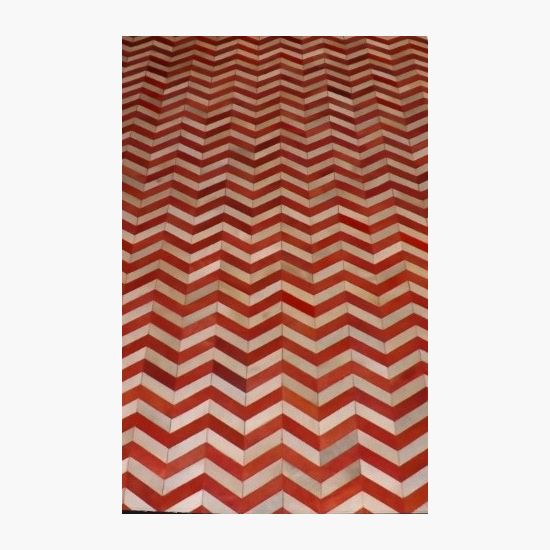 Chevron Hair on Hide Area Rug in Orange and White www.wassersfurniture.com