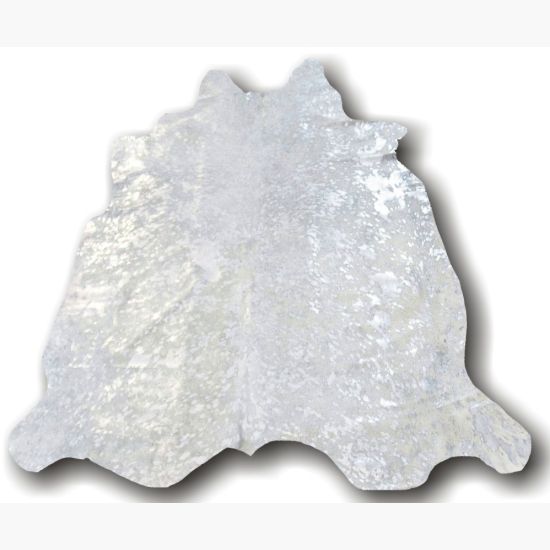 Luxe Collection Hair on Hide Metallic Silver on White Leather www.wassersfurniture.com