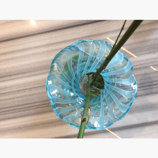 Murano Art Glass Vase with Undulating Petal Top 