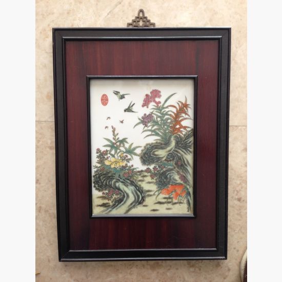 Antique Signed Chinese Four Seasons Porcelain Plaques