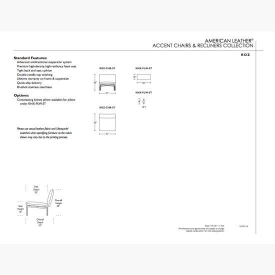 American Leather - Accent Chair - Roz - Luxury Chenille - Espresso - SAME DAY PICKUP - NEXT DAY QUICKSHIP